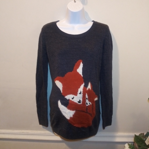 Motherhood Maternity Novelty Blue Momma Fox & Baby Maternity Sweater - Picture 2 of 10